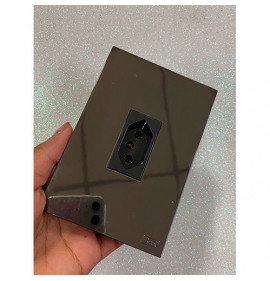 Cj Tomada 20a Vertical 4x2 - Recta Espelhada Fume (modulos home grafite)